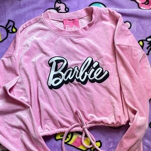 Barbie ✨ Pink Logo Velvety Cropped Top size Large